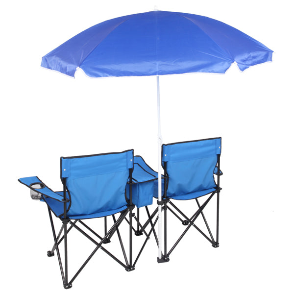 Outdoor Beach Chair with Umbrella in Blue