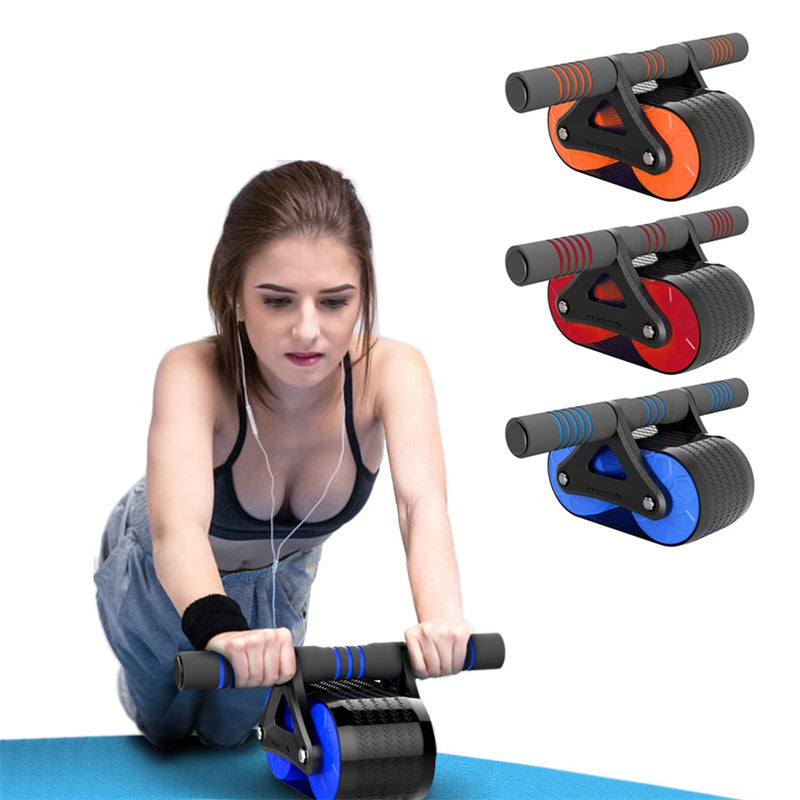Double Wheel Abdominal Exerciser Automatic Rebound Ab Wheel