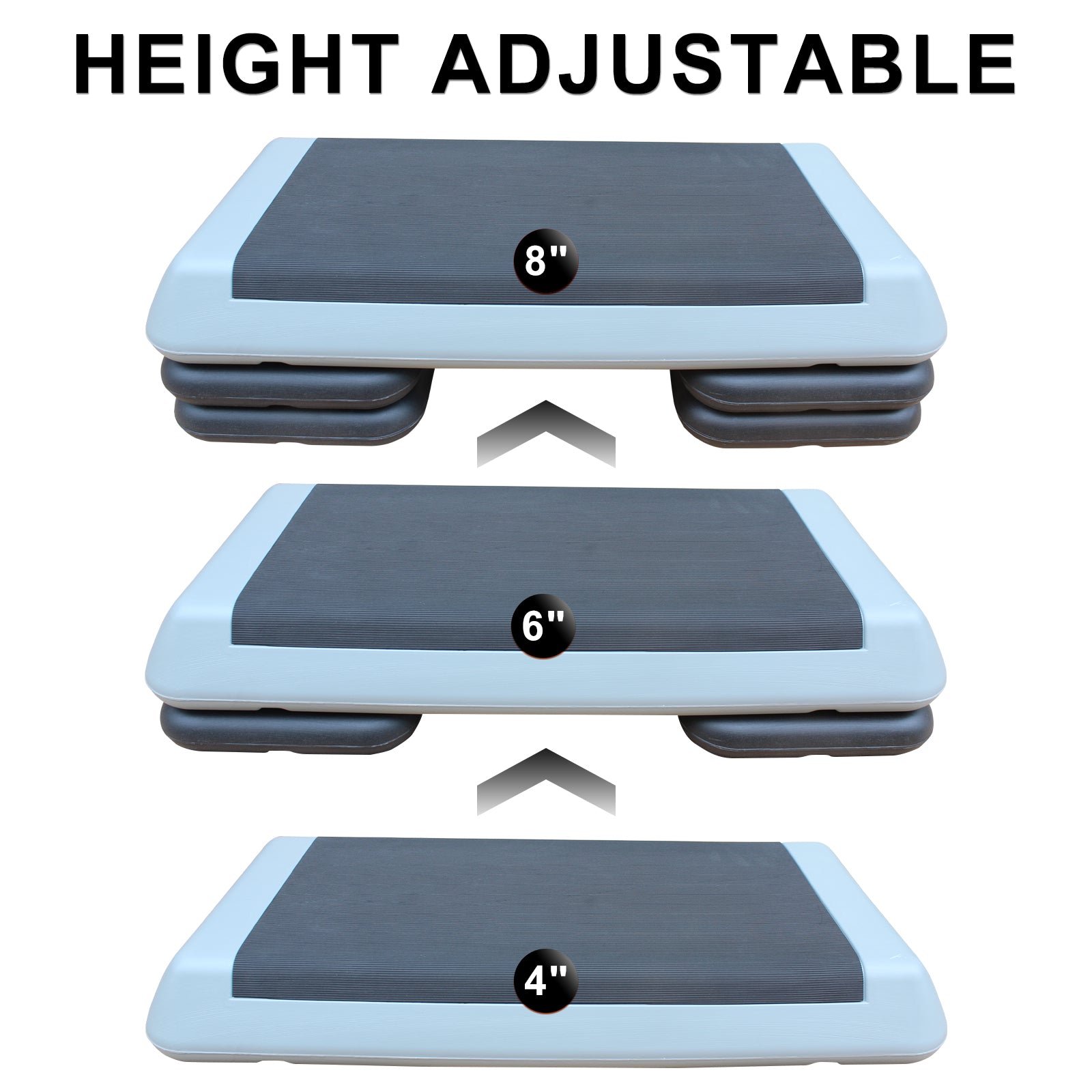 Adjustable Workout Aerobic Stepper, Step Platform Trainer With 4 Risers