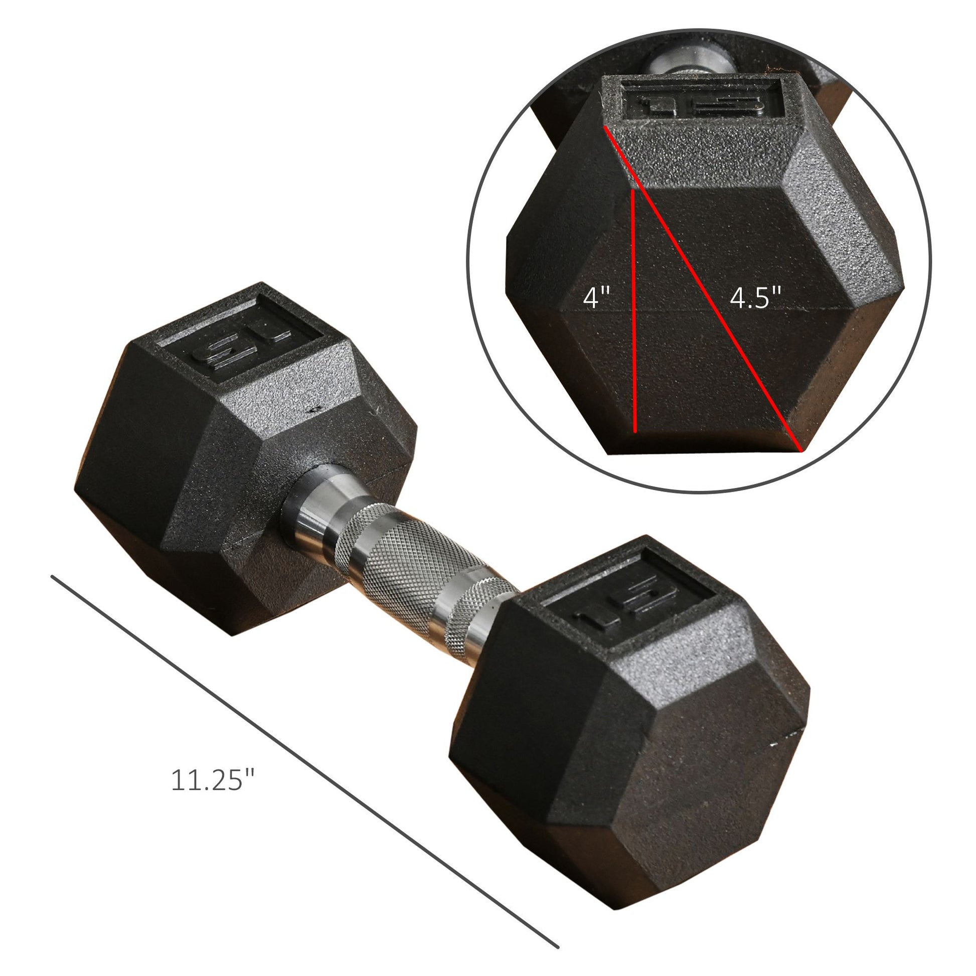 2 x 15lbs Hex Dumbbell Set of 2, Rubber Weights Exercise Fitness Dumbbell with Non-Slip Handles