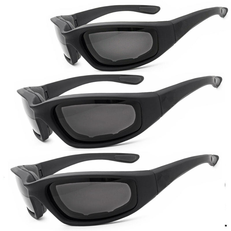 Cycling Sunglasses Chopper Outdoor Sports Glasses UV400 Protection For Fishing Driving Glasses Windproof Gray Lens 3 Pack