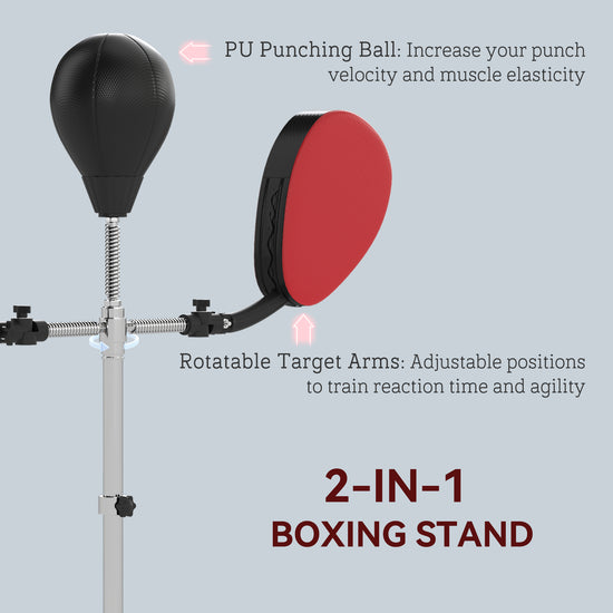Boxing Bag with Stand, Adjustable Height Punching Speed Bag with 2 Target Arms, for Training, Exercise