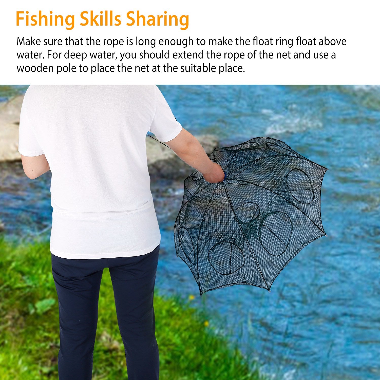 Foldable Fishing Bait Net Trap Crab Net Shrimp Minnow Crawdad Fish Cast Dip Cage Mesh Automatic Contraction