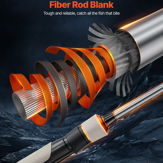 Rod And Fishing Reel Combo, IM6 Fiberglass & Carbon Fiber Spinning Rod And Reel Combo, Bass Fishing Pole With 6.5 Ft Two-Piece Rods, 6+1 Ball Bearings, Stainless Steel Guides With Ceramic Rings