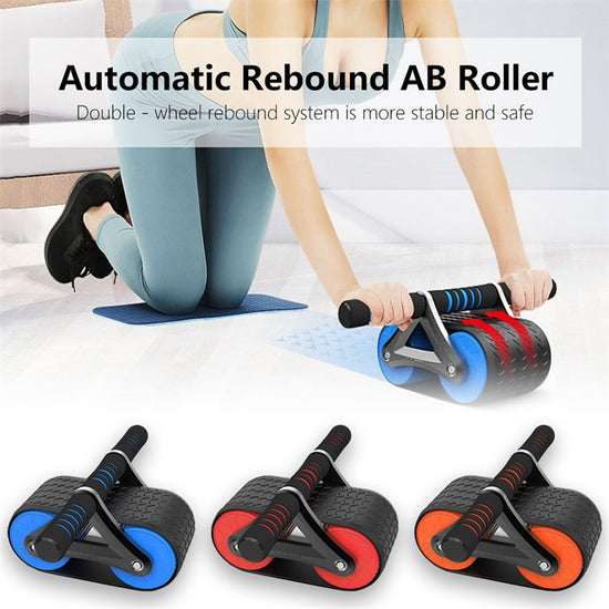 Double Wheel Abdominal Exerciser Automatic Rebound Ab Wheel