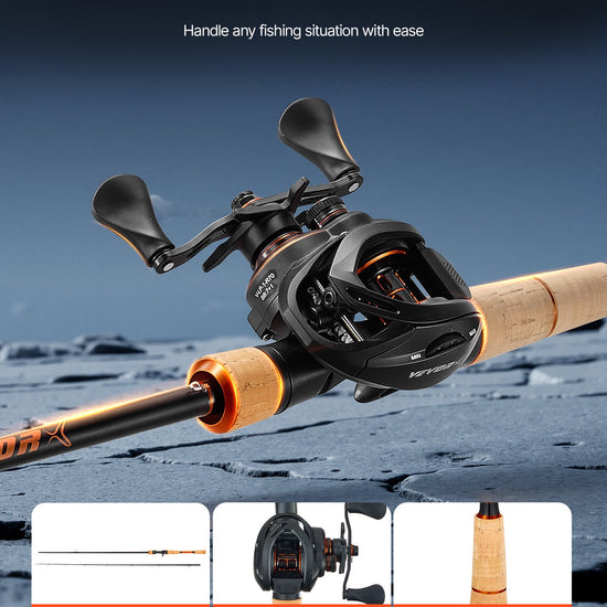 Rod And Fishing Reel Combo, IM7 Carbon Fiber Baitcasting Rod And Reel Combo, Bass Fishing Pole With 7+1 BB System, 7.0:1 Gear Ratio, Cork Handle, Stainless Steel Guides With Ceramic Rings