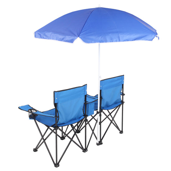 Outdoor Beach Chair with Umbrella in Blue
