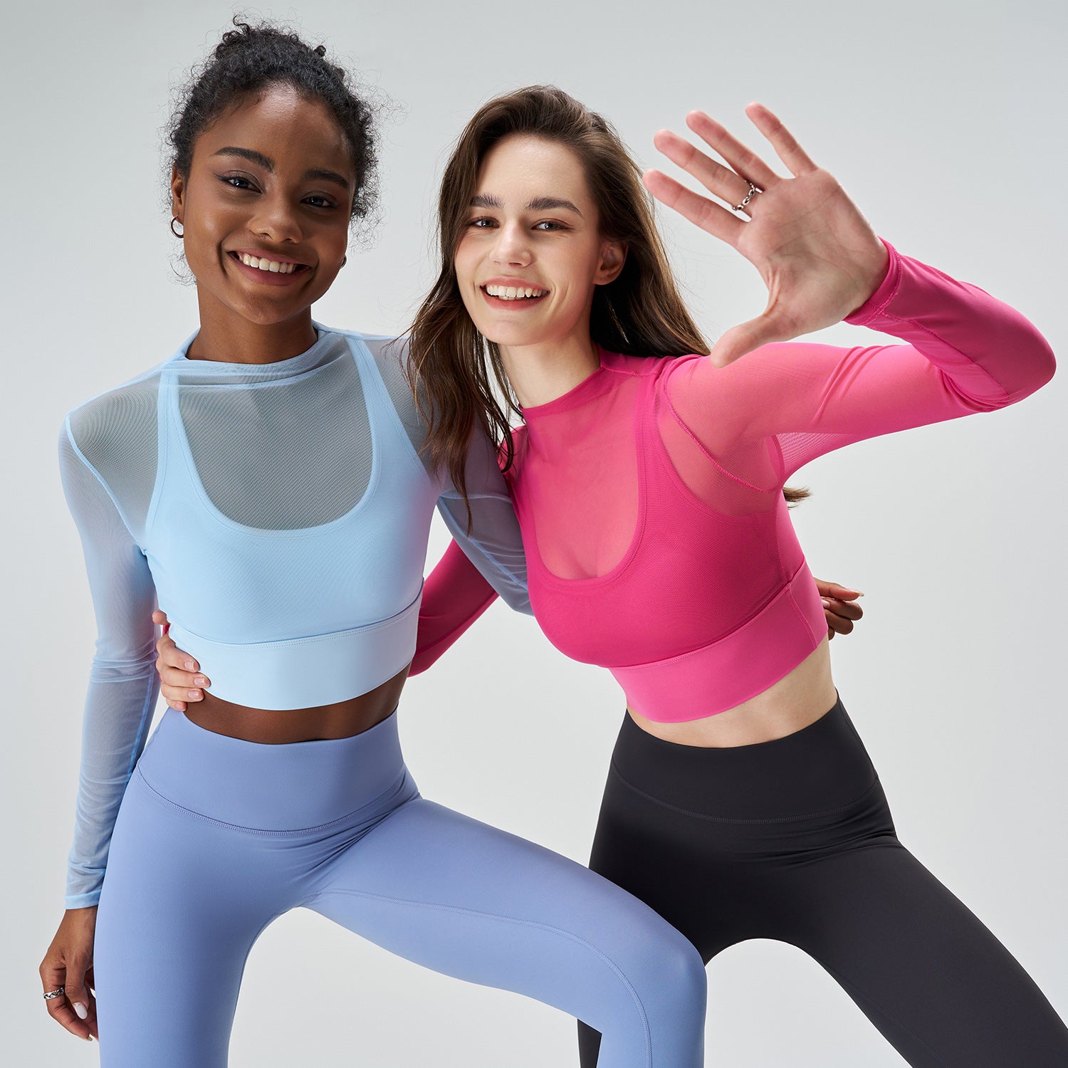 Exercise Mesh Slimming T-shirt Round Neck Quick-drying Thin Long Sleeve