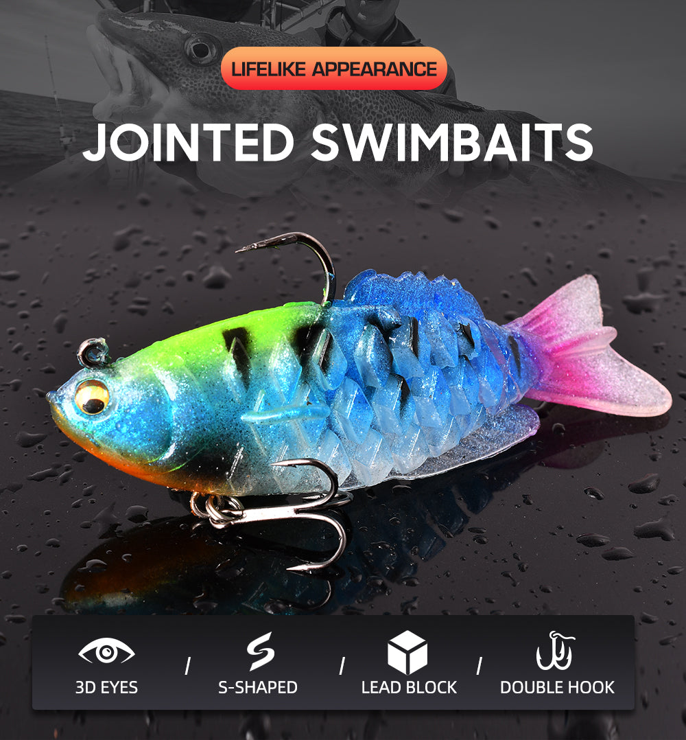 Soft Shad Bait Ultrasoft Multisection Silicone Jig Dark Sleeper Swimbait For Bass Fishing