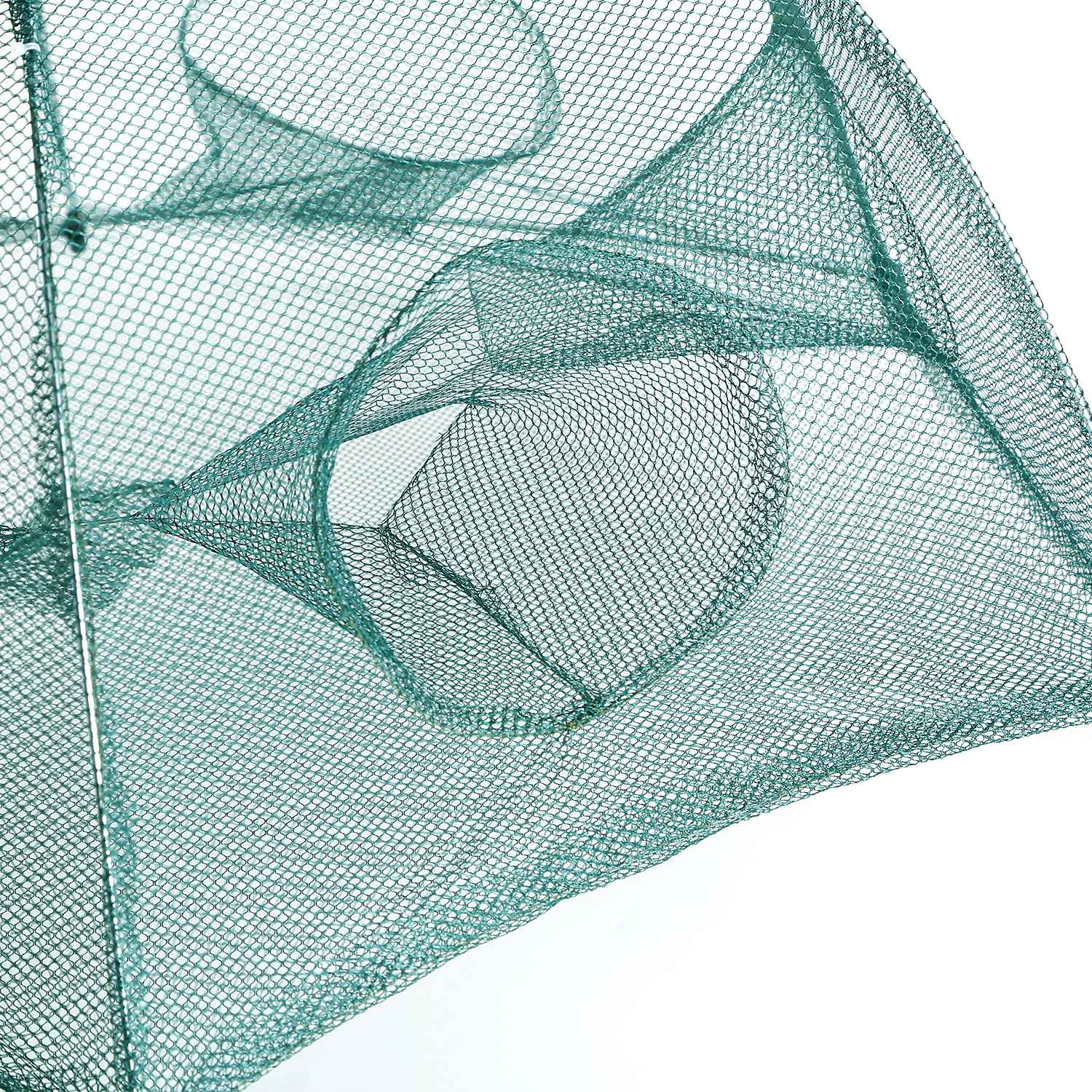 Fishing Trap Net Portable Folded Fishing Bait Trap Shrimp Minnow Crab Bait Net 6 Sides 6 Holes Crayfish Cast Mesh Trap Automatic