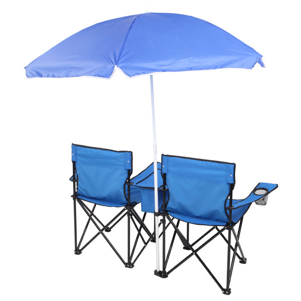 Outdoor Beach Chair with Umbrella in Blue