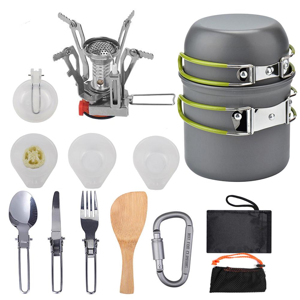 Camping Aluminum Cookware Kit Outdoor Cooking Set Aluminum Equipment Outdoor Pot Travel Tableware Kitchen Hiking Picnic BBQ