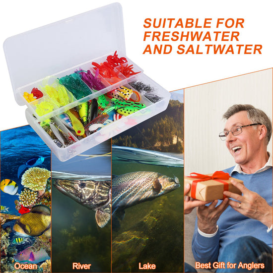 375Pcs Fishing Baits And Tackle Box Saltwater Freshwater Fishing Lures Kit