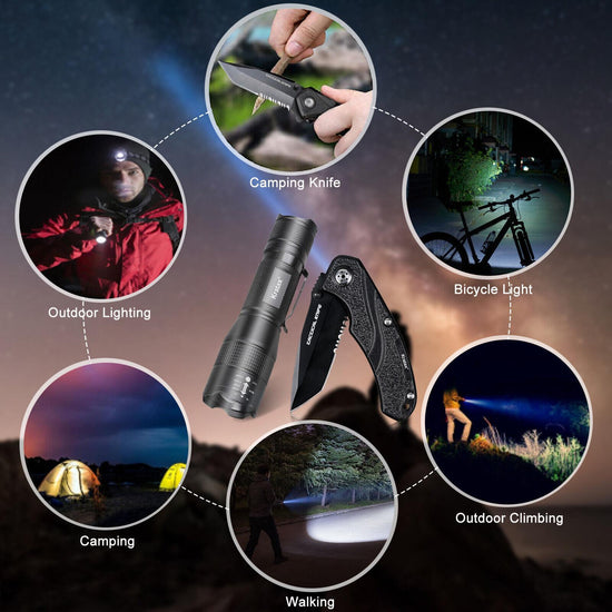 Small Ultra-Retractable LED Tactical Handheld Flashlight With Knife