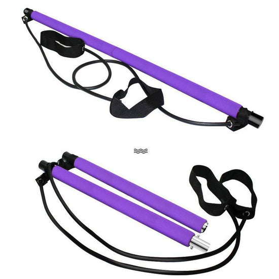 Pilates Stick Home Fitness Exercise Foot Pedal Resistance Band