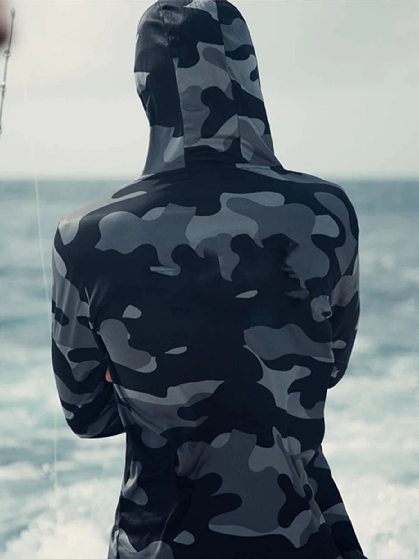 Hoodie Face Mask Neck Cover Shirt, Summer Long Sleeve Sun Protection, Hunting, Fishing Gear, Beach Tops, Climbing