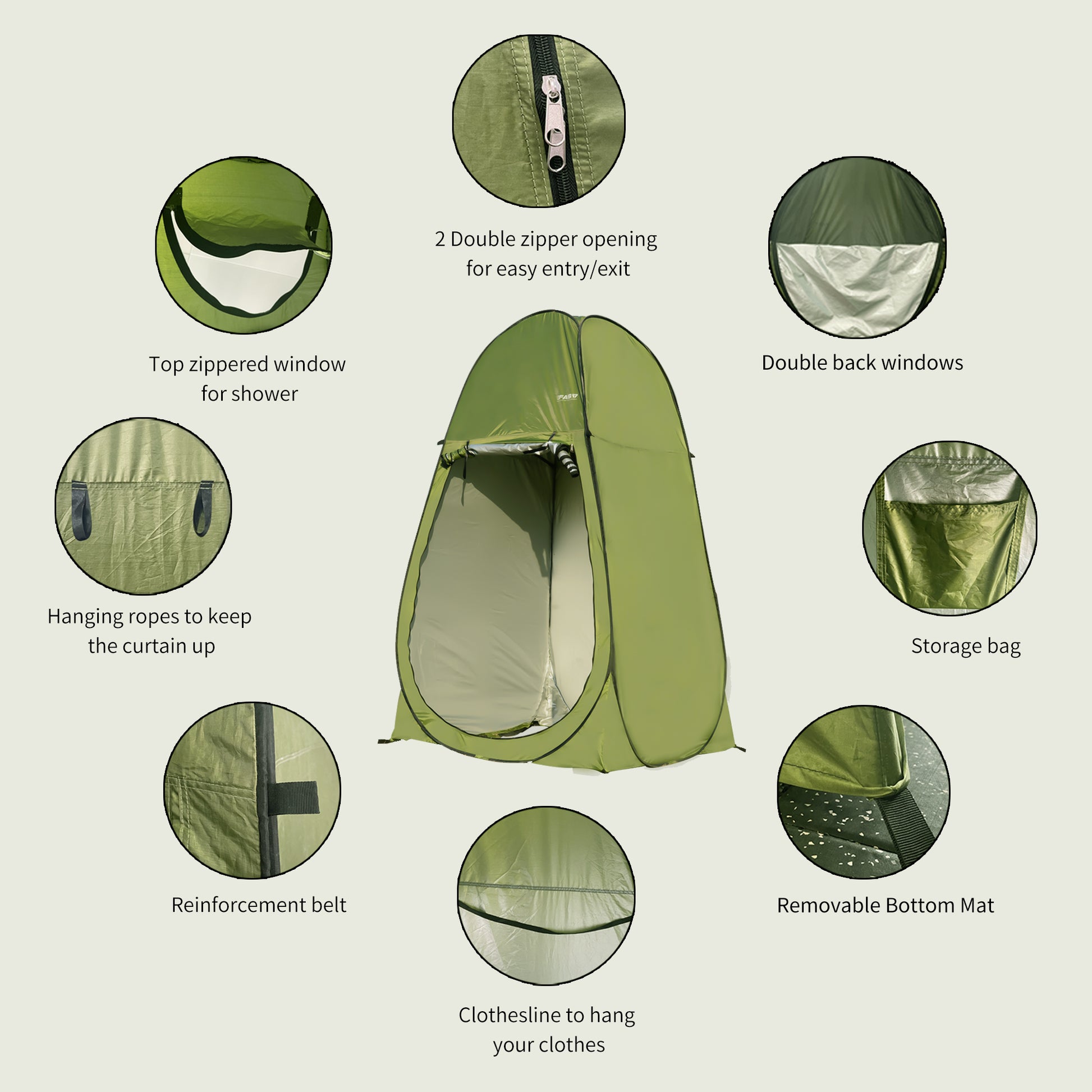 Camping Shower Tent 7FT Instant Level Up Privacy Tents, Portable Toilet Tent Outdoor Dressing Room, Foldable Camp Sun Shelter For Beach Fishing