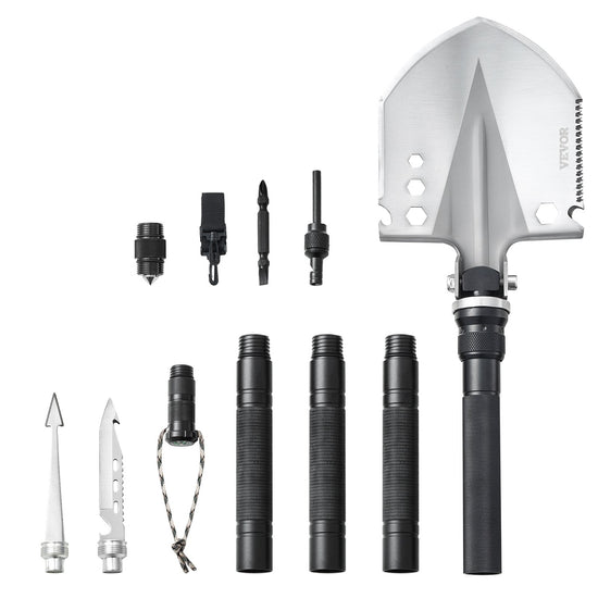 Survival Shovel, 13 In 1 Camping Shovel Folding Multitool, Military Grade Portable Compact Tactical Shovel, Multifunction For Off-Roading, Camping, Hiking, Outdoor, Survivalist And Emergency