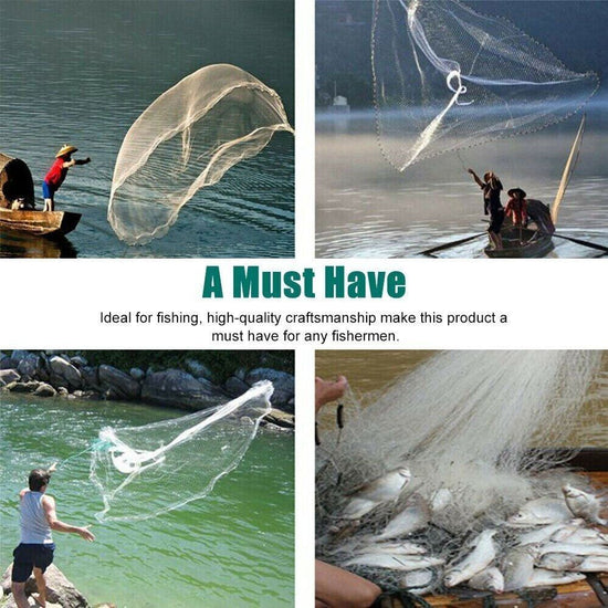 Fishing Cast Net Easy Throw Hand Cast Strong Nylon Mesh